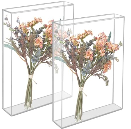 Qivine 2 Stück 3D Bilderrahmen, 21 x 16 x 4 cm Tief Rahmen zum Befüllen, Acryl Transparente Schreibtisch Deko Objektrahmen Geschenk für DIY Objekte, Blumen, Hochzeits, Geburtstag