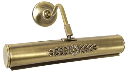 Licht-Erlebnisse Bilderleuchte Messing B: 30 cm schwenkbarer Schirm Premium Handarbeit 2x E14 in Bronze hell glänzend Wandlampe Bildbeleuchtung Wohnzimmer Flur