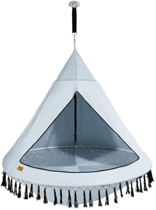 CCLIFE Nestschaukel mit Zelt Ø 120 cm Schaukel Indoor & Outdoor Hängehöhle Hängezelt für Kinder & Erwachsene Max.120kg in Grau