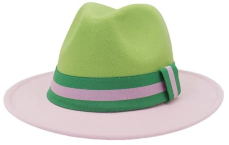 WOYUANSHA Cowboyhüte Patchwork-Fedora-Hüte Für Damen Party Hochzeit Zylinderhut Breite Krempe Herren-Filzhut Jazz-Cowboy-Panama-Kappe 56–58 cm 3