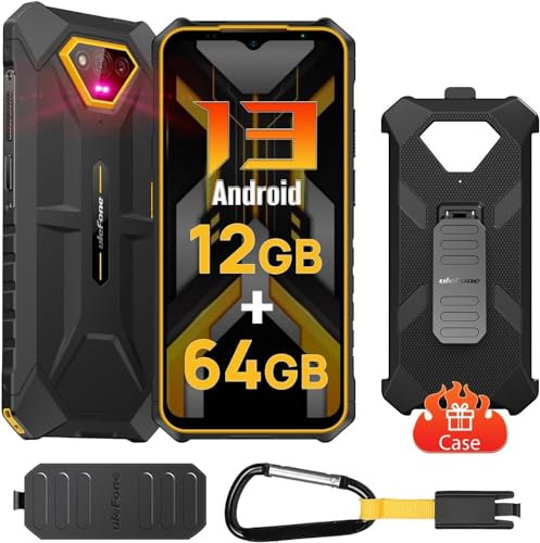 Ulefone Armor X13 Rugged Smartphone 2024, Android 13 Telefono Indistruttibile,12GB+64GB/SD-256GB,6320mAh, 50MP+24MP Visione Notturna, 6,52 HD+ Cellulare Antiurto, 4G Dual SIM/Face ID/GPS/NFC