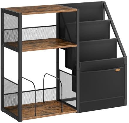 VASAGLE Record Player Stand, 3-Tier Side Table, Vinyl Record Storage up to 140 Albums, End Table for Living Room, Bedroom, Rustic Brown LET276K01