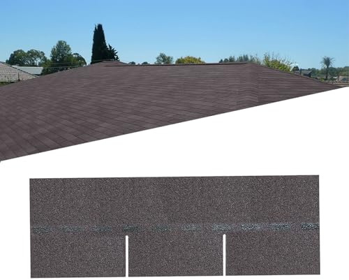 INMOZATA 18pcs Asphalt Roof Shingles, 2.61sqm Self-Adhesive Roofing Felt Shingles Tiles for Roof Sheds, Weather Resistant Waterproof Roofing Tiles(Withered vine brown)