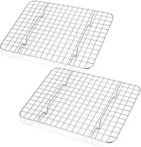 Griglia di raffreddamento, griglia per torte rettangolare in acciaio inossidabile, griglia di raffreddamento, sana e durevole, 2 pezzi di griglie da forno riutilizzabili, 29,8 cm × 22,7 cm × 2 cm