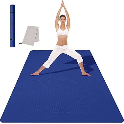 CAMBIVO XXL Yogamatte 183x122 cm, 6/8/10/12mm Dicke rutschfeste Sportmatte | extra breite Fitnessmatte aus TPE, Gymnastikmatte mit Tragetasche, gepolstert gelenkschonend für Yoga, Pilates, Workout, Gym