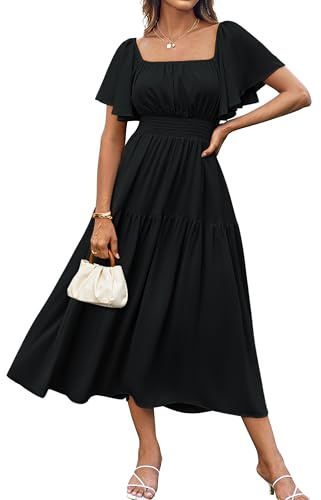 GRACE KARIN Women's Elegant Summer Chiffon Dresses Short Sleeve Long Dress