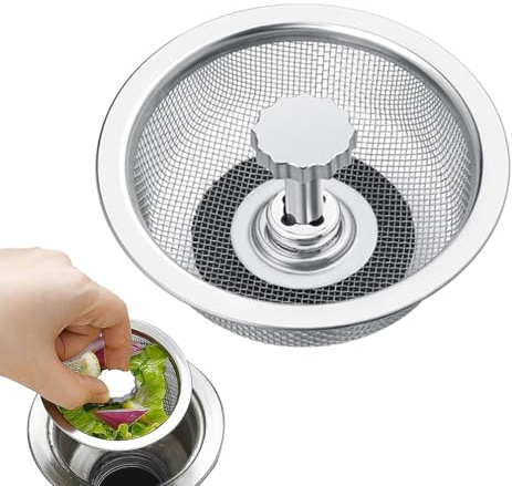 Yianyal - Cesta para colador de Fregadero de Cocina, Cesta de colador de Fregadero de Acero Inoxidable, Gancho de Pelo, colador de Cocina, colador de Canasta antiobstrucción versátil y
