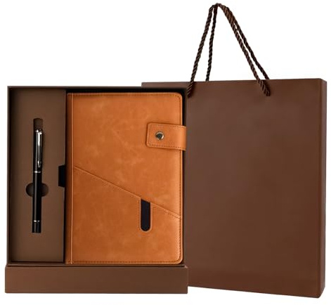 Diario de cuero Set de regalo, Diario Vintage A5 Cuaderno con Caja de Regalo Bolígrafo Bolsa de, Cuaderno Personalizado Clásico Diarios de Negocios, Diarios de Viaje para Mujeres Hombres