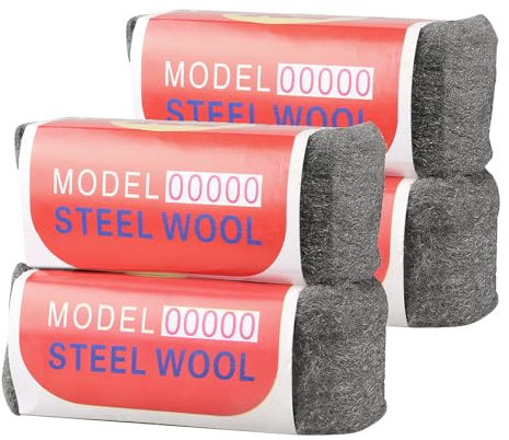 Lana de Acero, 4 Piezas 00000 Lana de Acero, Fácil de Cortar, Pulir, Limpiar Persianas de Plástico, con Tijeras y Guantes, para Rellenar Agujeros y Grietas en Paredes, para Habitaciones, Jardines