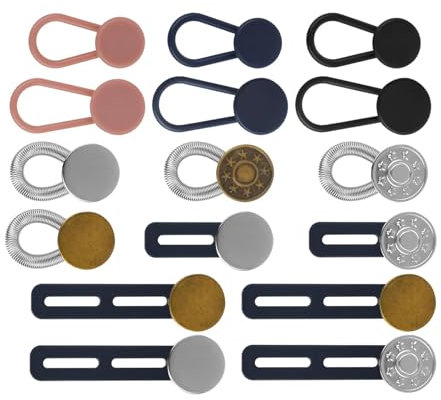 Yuannee Hosenbunderweiterung Knopf,16 PCS Hosenknopf Verlängerung Hosenbunderweiterung Schwangerschaft Hosenknöpfe Hosenbund Verlängerung Bunddehner Hosen Erweiterung für Jeans Hosen