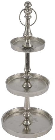 ReWu Présentoir à gâteaux à 3 étages en aluminium argenté - Assiette décorative - Plateau de service en métal - 16 x 16 x 41 cm