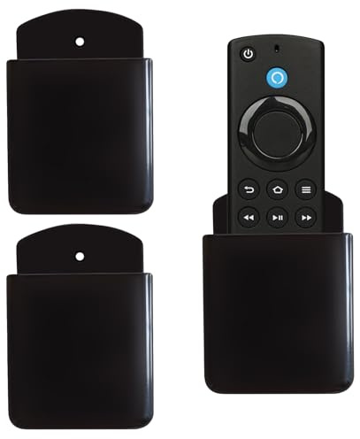 Lechisenop Lot de 3 supports muraux autocollants pour télécommande TV, climatiseur, boîte de rangement murale pour la maison, le bureau, l'école (noir)
