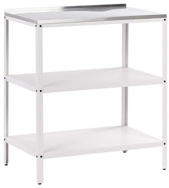 Beliani Isla de Cocina de jardín Exterior con estantes y encimera de Acero Inoxidable 80x50x92 cm Blanco Vilama