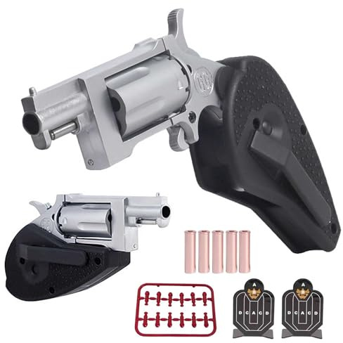 GLHYUOP Fidget Soft Bullet Guns Toy,Revolver-Stil Falten Der Legierung Shell Throwing Gun +12 Soft Bullet Startbar Anti Stress Spielzeug, Mehrere SpielmöGlichkeiten