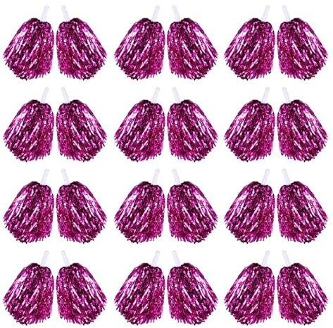 Cheerleader-Pompons mit Griff, 20 g, Cheerleader-Pompons für Party, Dekorateure, Club, Sport, Jubelball für Erwachsene und Kinder (Hot Pink, 12 Stück)