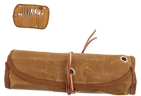 VICASKY Campinggeschirr-set Mit Faltbarer Leinwand-tasche Besteckset Für Picknick Tragbar Und Praktisch Für Reisen Angeln Und Outdoor-aktivitäten