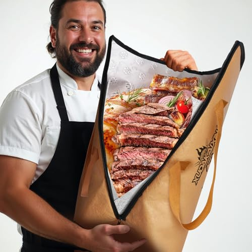XUDAKAIXIN 21 BBQ Blanket for Resting Meat,[Upgraded Leak-Proof] Insulated Meat Resting Bag,with Wide Mouth Design for Large Brisket,Turkey,Steaks,Pork Shoulders,Gifts for Men/Dad ﻿