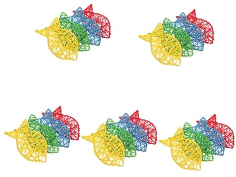 GLEAVI 5 Series Juguetes En Forma De Pescado De Viñedo Relleno De Cuenco De Bolas Decorativas Tejida Colgante Bolas De para Piscina Relleno De Jarrones De Madera 4 Piezas X 5