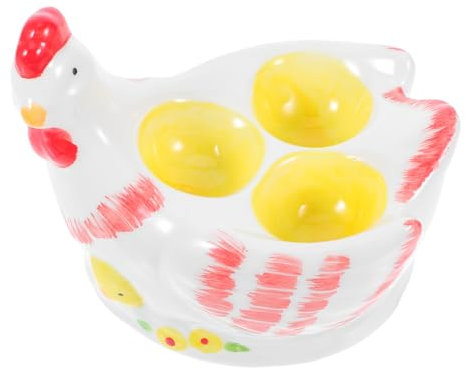 Luxshiny Vassoio Per Uova Di in Ceramica Vassoio Per Uova Sode Tazza Di Uova Sode Porta D'uovo a Forma Di Pollo Contenitore Di Uova in Ceramica Portauova a Forma Di Gallina