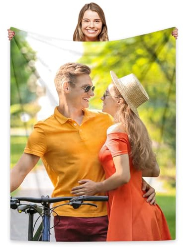 Gudina Personalisierte Decke mit Foto und Worten, Individuelle Decke für Geburtstage und Weihnachten, Personalisierte Geschenke für Mama, Papa, Kind, Liebhaber, Freund (1 Foto)