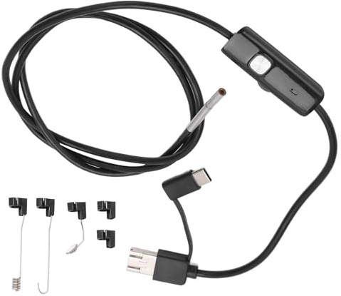 Telituny 3 in 1 USB Android Endoskop, 3.9mm HD 1280x720 Endoskopkamera, Industrie Inspektionskamera, IP67 Wasserdicht Borescope, 2m Sonde Schlangenkamera mit 6 LED, für Auto Motor Rohr Maschine