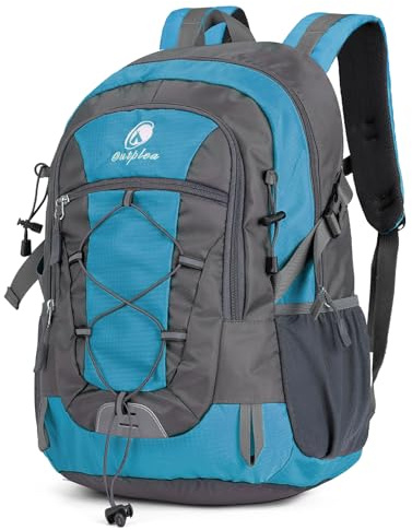 Outplea 25L Small Hiking Backpack with Chest Strap for Men Women, Waterproof Travel Backpack Day Pack, Lightweight Padded Hiking Daypacks for Camping Traveling Outdoor Sports, Lake Blue