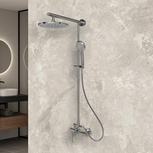 Duschsystem Regendusche mit Einhebelmischer und Kopfbrause rund chrom von Schulte
