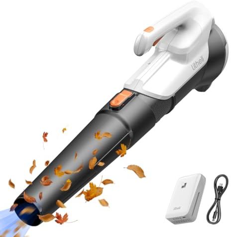 Litheli Laubbläser Akku, 137 km/h, 604 m³/h, Akku Laubbläser 20V 2,0 Ah, Zwei Geschwindigkeiten, mit USB-C PD Powerbank, für Garten, Rasen & Auto