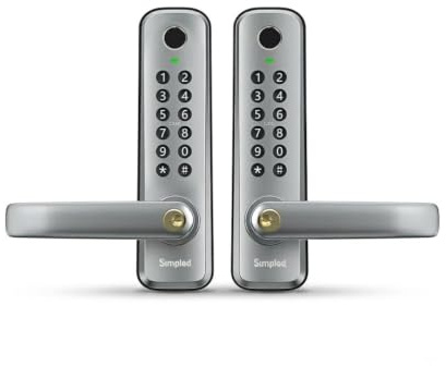 Simpled DWF-SP Double-Side Weatherproof Smart Lock Touch, 7-in-1, Fingerprint Keyless Security Entry Door Lock, Bluetooth Electronic Deadbolt, Smartphone Access- Designed for The UK Weather, Silver