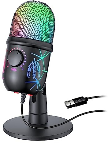 Sirxlevcy Microfono A Condensatore USB con Cancellazione del Rumore Microfono da Gioco USB Microfono per Cantare per PC Computer Laptop Registrazione Video