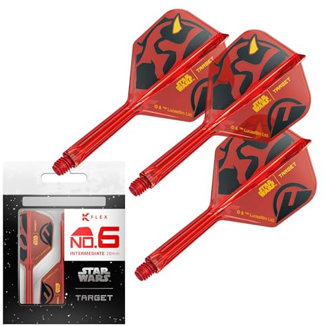 Target Darts Star Wars Darth Maul K Flex Integrated Dart Flights & Shafts | Pack of 3 K-Flex, No.6 | Disney K-Flex Accessories, Intermediate (26mm)