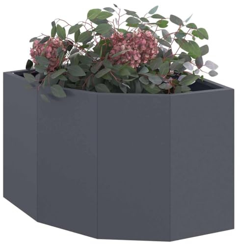 vidaXL Eckpflanzer Anthrazit 45 x 45 x 35 cm Stahl, Kompakte Pflanzenbox aus stabilem Stahl, ideal für Ecken, perfekt für Moderne Blumen-Dekoration