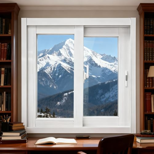 Fenêtres coulissantes, petites fenêtres de sous-sol, fenêtres coulissantes à cadre en alliage d'aluminium, fenêtres domestiques for la ventilation des buanderies et des salles de bains(60 * 60cm)