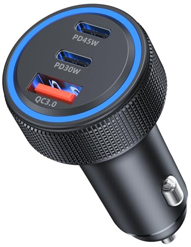 Chargeur Allume Cigare USB C 3 Ports 93W PD QC 3.0 Chargeur Voiture Charge Rapide Prise Allume Cigare 12V,pour iPhone iPad Samsung Huawei Xiaomi Tabletetc
