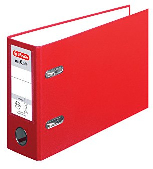 Herlitz Ordner Kunststoff A5 quer 75mm schwarz (rot, 5 Stück | A5 quer)