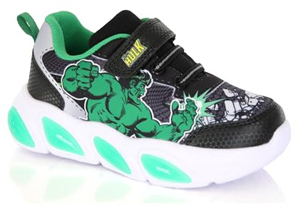 Basket garçon Hulk Marvel Lumineuse 25 au 33, Noir pensée pour Les Petits Super-héros, Confortables et Fun au Quotidien. (Système Taille Chaussures EU, Enfant de Moins de 5 Ans, Numérique, Moyen, 28)