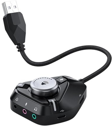 Carte son externe - Interface audio de type C, adaptateur microphone casque 3,5 mm | Contrôleur de volume compact pour l'enregistrement en studio Streaming Musique Guitare Home Canal Configurer