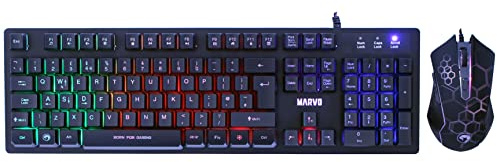Marvo Scorpion KM409 7 Colour Rainbow LED USB Gaming Keyboard & Mouse Set