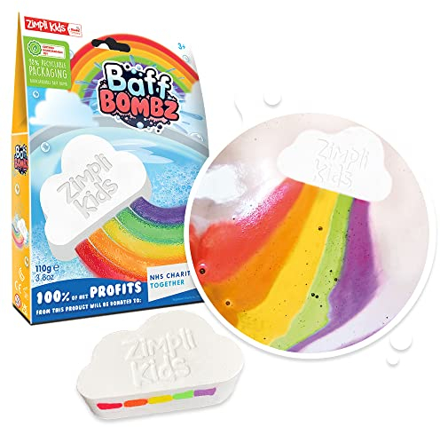 Zimpli Kids Grande Bombe de Bain en Forme de Nuage Arc-en-Ciel Crée comme par Magie Un Effet spécial Multicolore, Cadeau d'anniversaire pour garçons et Filles, Jouets de Poche pour Enfants,
