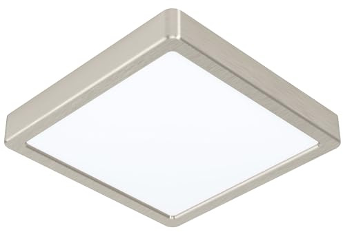 Eglo LED-taklampa Fueva 5, L x B 21 cm, 1 glödlampa bygglampa av stål och en ljusyta av plast, taklampa i nickelmatt, vit, LED-bygglampa neutralvit