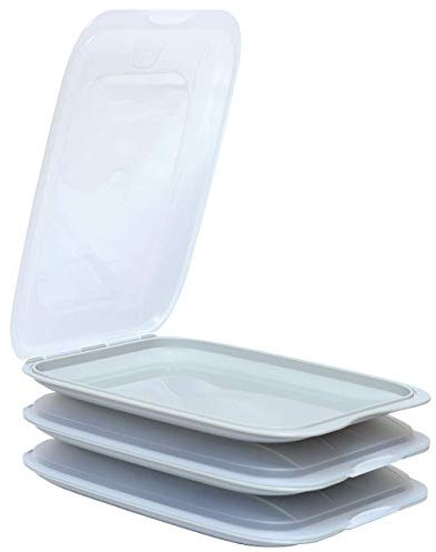 Gariella - Scatole impilabili di alta qualità, contenitore salvafreschezza per salumi, contenitore per salsicce, perfetto ordine in frigorifero, 3 pezzi di colore grigio, dimensioni 25 x 17 x 3,3 cm