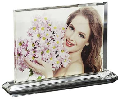 AptoFun Personalisiertes Glas Foto auf K9 Kristallglas, individuelle selbst gestalten Fotogeschenke mit Ihren eigenen Fotos und Texten (M Querformat)