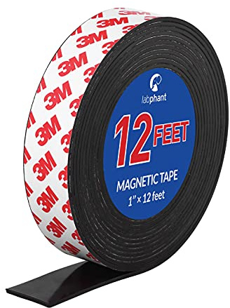 Magnettejp, 30 m magnetbandrulle (1 tum bred x 3,7 m lång), med 3 m stark självhäftande baksida. Perfekt för gör-det-själv, konstprojekt, whiteboards och kylorganisering