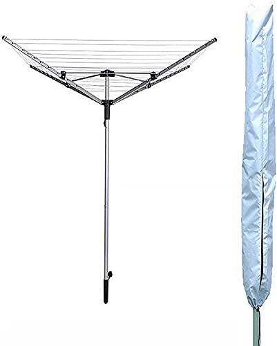 JQDZX Abdeckhaube für Wäschespinne, Abdeckung zum Schutz wasserdichte wetterfest UV schützendes Schutzhülle mit Reißverschluss & Kordelzug, für Sonnenschirme Gartenschirme 30*30*168cm (Silver)