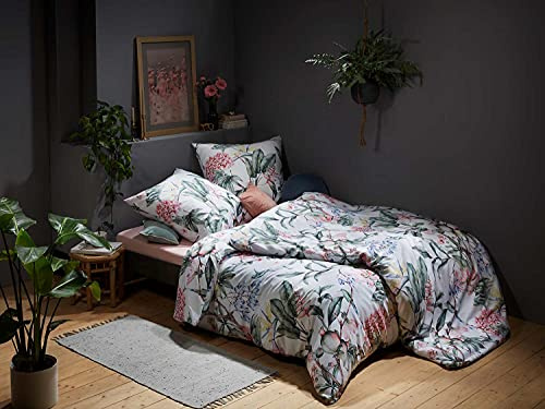 Bettwaesche-mit-Stil Mako Satin Bettwäsche Pastell Blume 135x200 + 80x80