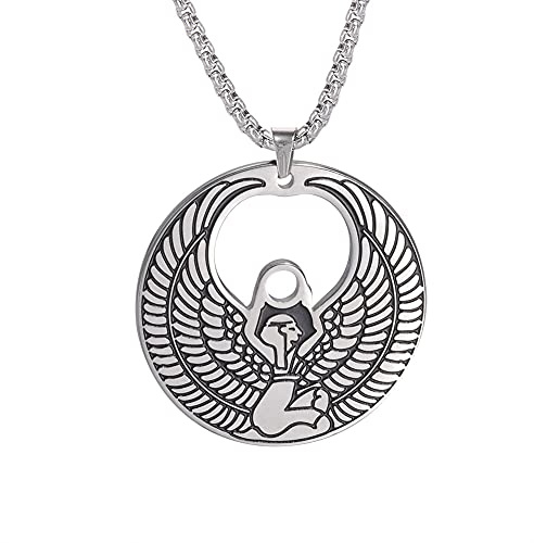 Dreamtimes Ägyptische geflügelte Göttin Isis Charm Anhänger Halskette Vintage Schmuck Magische Kraft Amulett Anhänger für Männer Frauen