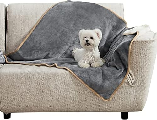 LE SURE wasserdichte Hundedecke Grosse Hunde - 100x80cm Outdoor Hundedecke waschbar, Hunde Decke Sofaschutz aus Sherpa Fleece, Katzendecke flauschig und weich, Grau