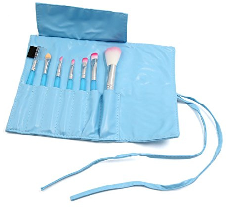Ruilogod 7pcs bleue bleue oculaire poudre de poudre de poudre de poudre de maquillage cosmétique de maquillage cosmétique ensemble avec avec pochette