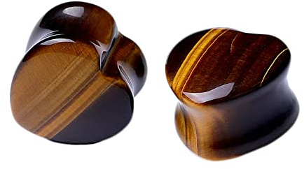Tunnel Plug 12MM Braun, Leicht Herz Stein 1 Paar Flesh Tunnel Ohrpiercing Double Flared