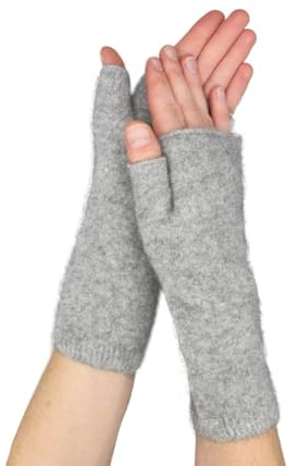 Native World Wristwarmer | Possum Merino & Silk | Soft, Warm & Lightweight Fingerless Hand Warmers | Made in New Zealand (Silver)